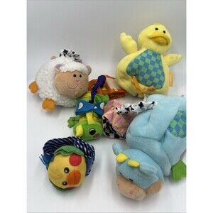 Vintage 2002 Infantino Plush Wrist, Foot Toy Reversible Y2K Lovey Rattle Ball